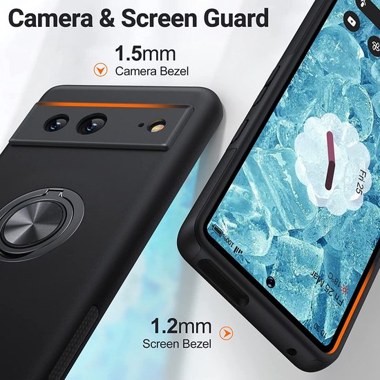 Google Pixel 7 Hülle - Schwarz - Anti-Shock Creative Kickstand Case Back Cover