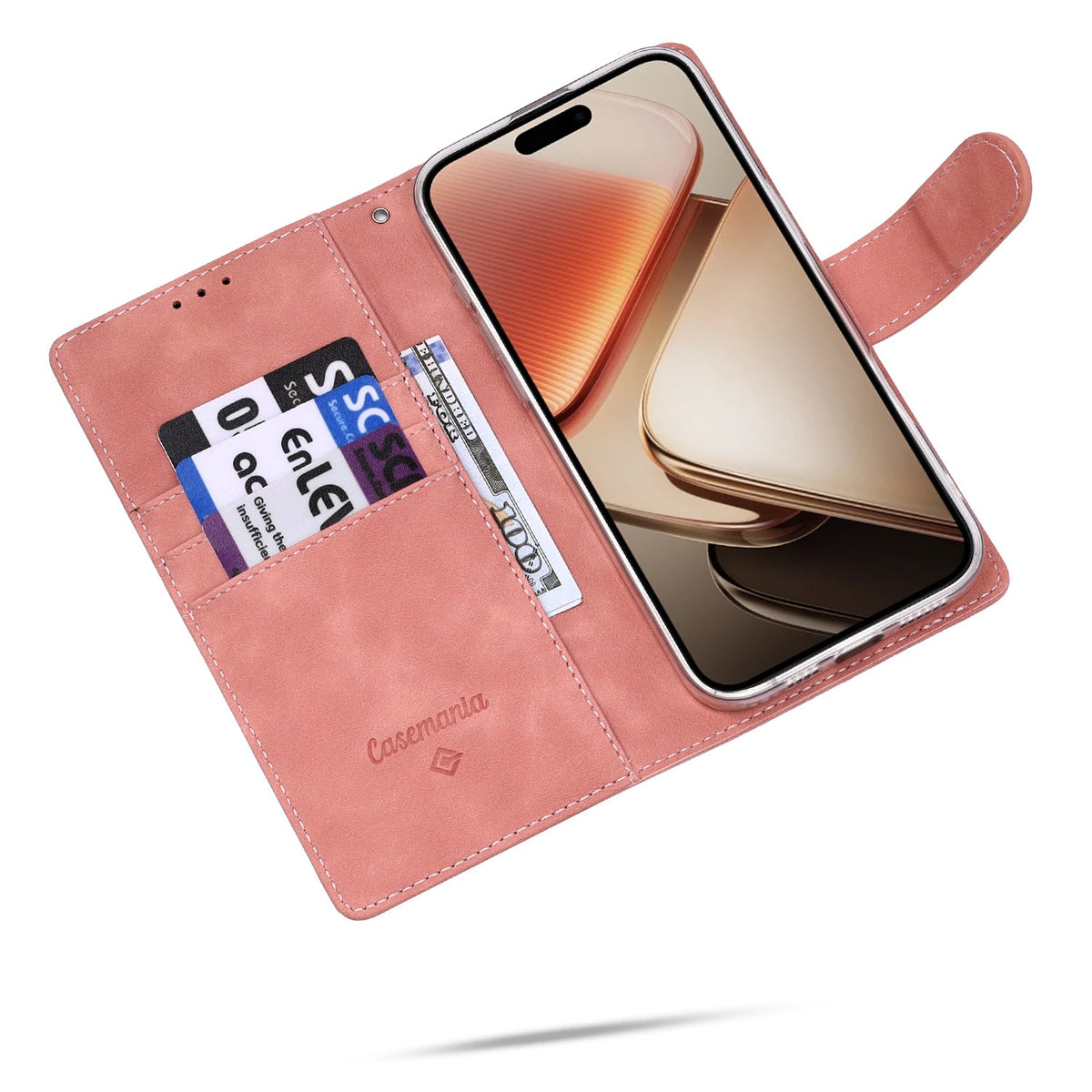 iPhone 16e Hoesje - Roze - Kunstleer Portemonnee Bookcase