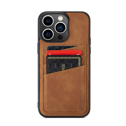 Apple iPhone 15 Pro Max Hoesje - Sienna Brown - Back Cover met Pasjeshouder