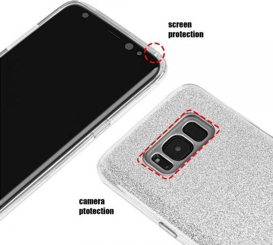 Samsung Galaxy S8 Hoesje - Zilver - Glitter Back Cover