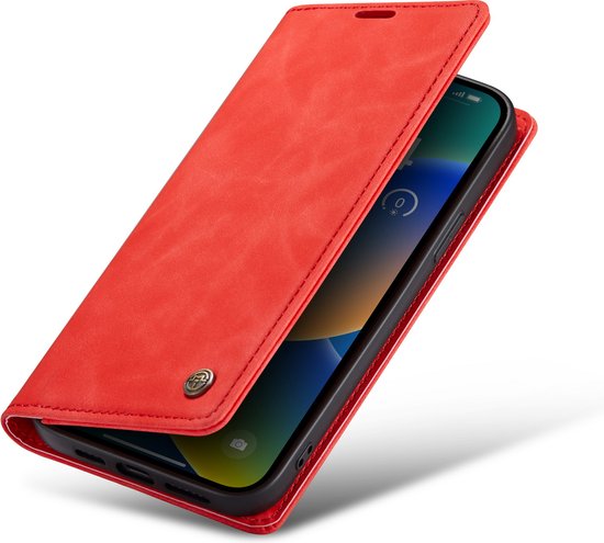 Apple iPhone 14 Plus Hoesje - Crimson Red - Dunne Bookcase