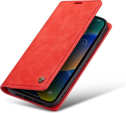 Apple iPhone 14 Hülle - Crimson Red - Schlanke Klapphülle mit Kartenfach