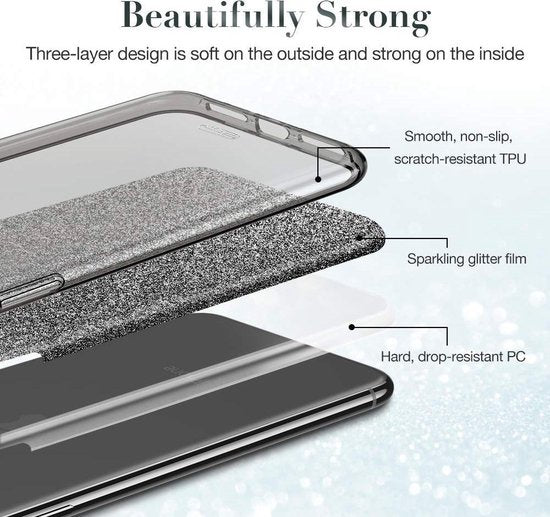 Apple iPhone 12 Mini Hülle - Schwarz - Glitter Back Cover