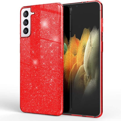 Samsung Galaxy S21 Plus Case - Red - Glitter Back Cover