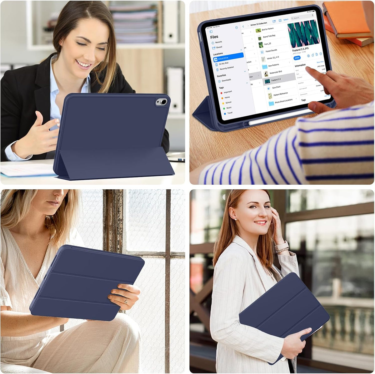 Apple iPad 2025 (11th Gen) Tablethoes - Donker Blauw - Pen Slot Smart Cover