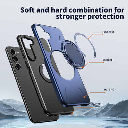 Samsung Galaxy S26 Case - Dark Blue - Silicone Ring Kickstand Back Cover