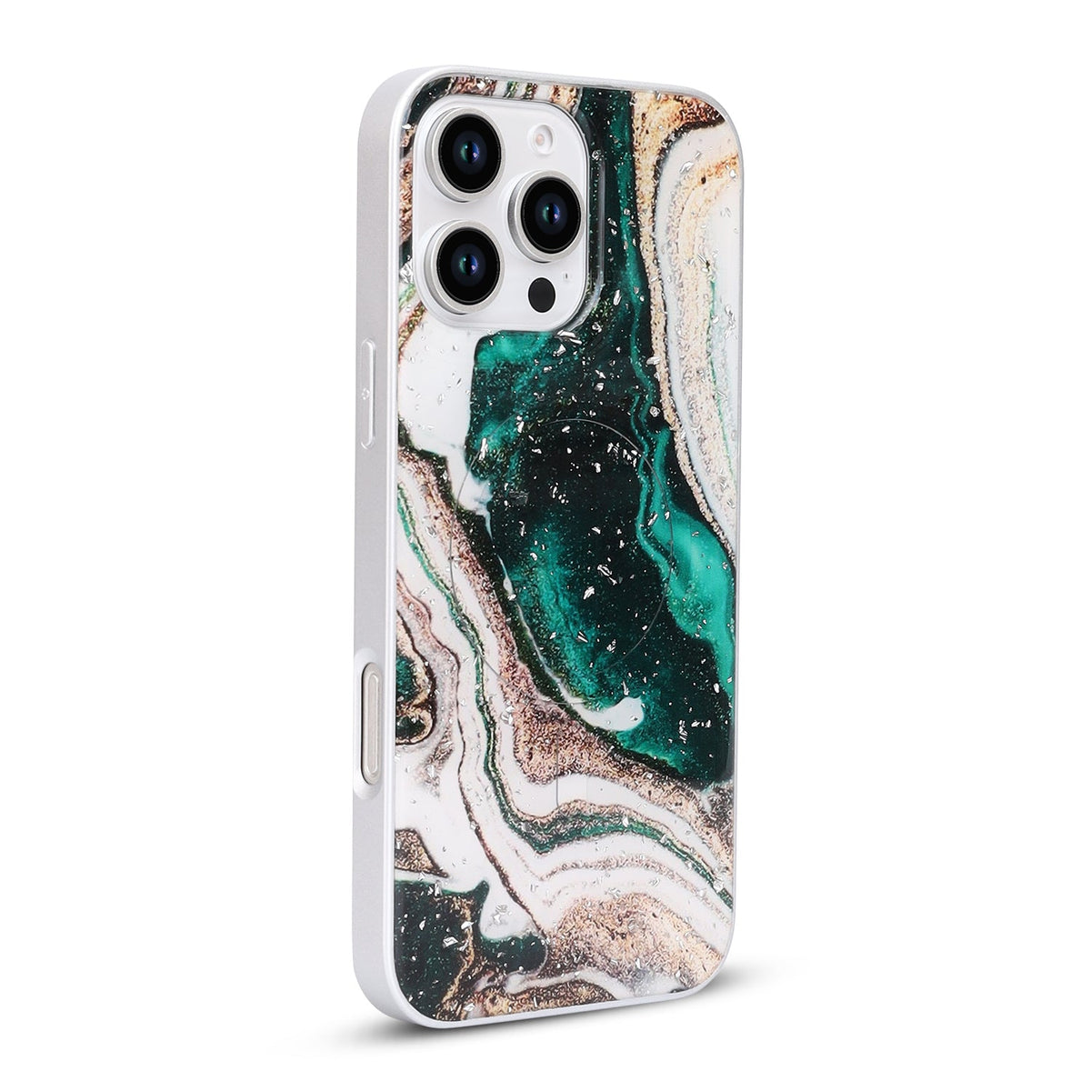 iPhone 16 Pro Max Hoesje - Groen - Marmer MagSafe Back Cover