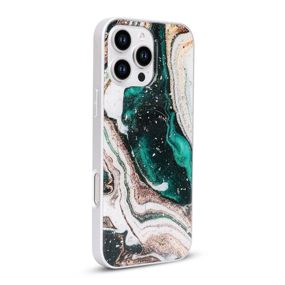 iPhone 16 Pro Max Hoesje - Groen - Marmer MagSafe Back Cover