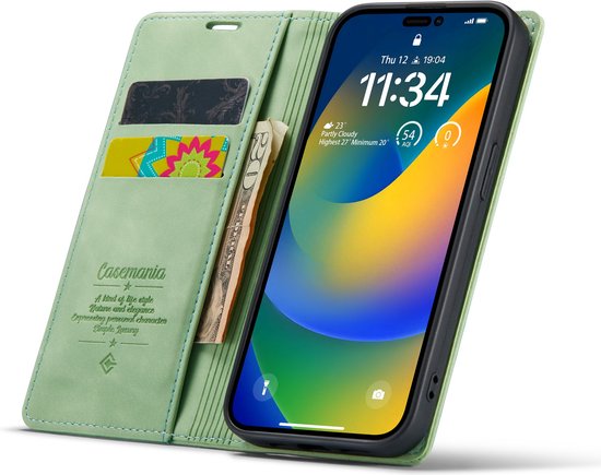 Apple iPhone 14 Pro Max Hoesje - Pistache Green - Dunne Bookcase