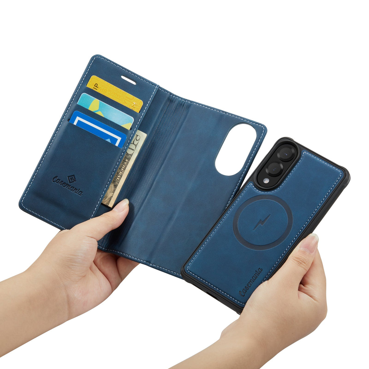 Samsung Galaxy S25 Edge Hoesje - Navy Blue - Luxe 2 in 1 MagSafe Bookcase