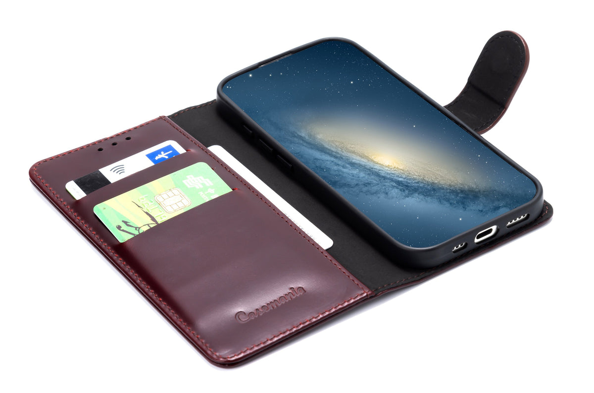 Samsung Galaxy S25 Edge Hoesje - Burgundy Red - Echt Leren Bookcase