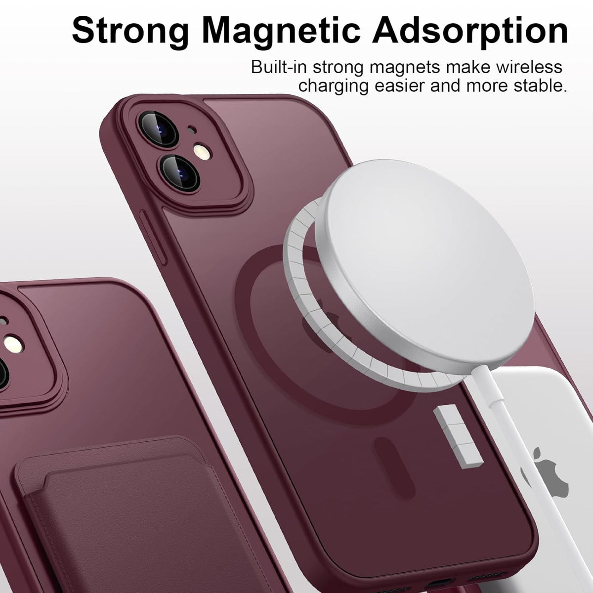 Apple iPhone 12 Case - Bordeaux Red - Matte Armor MagSafe Back Cover