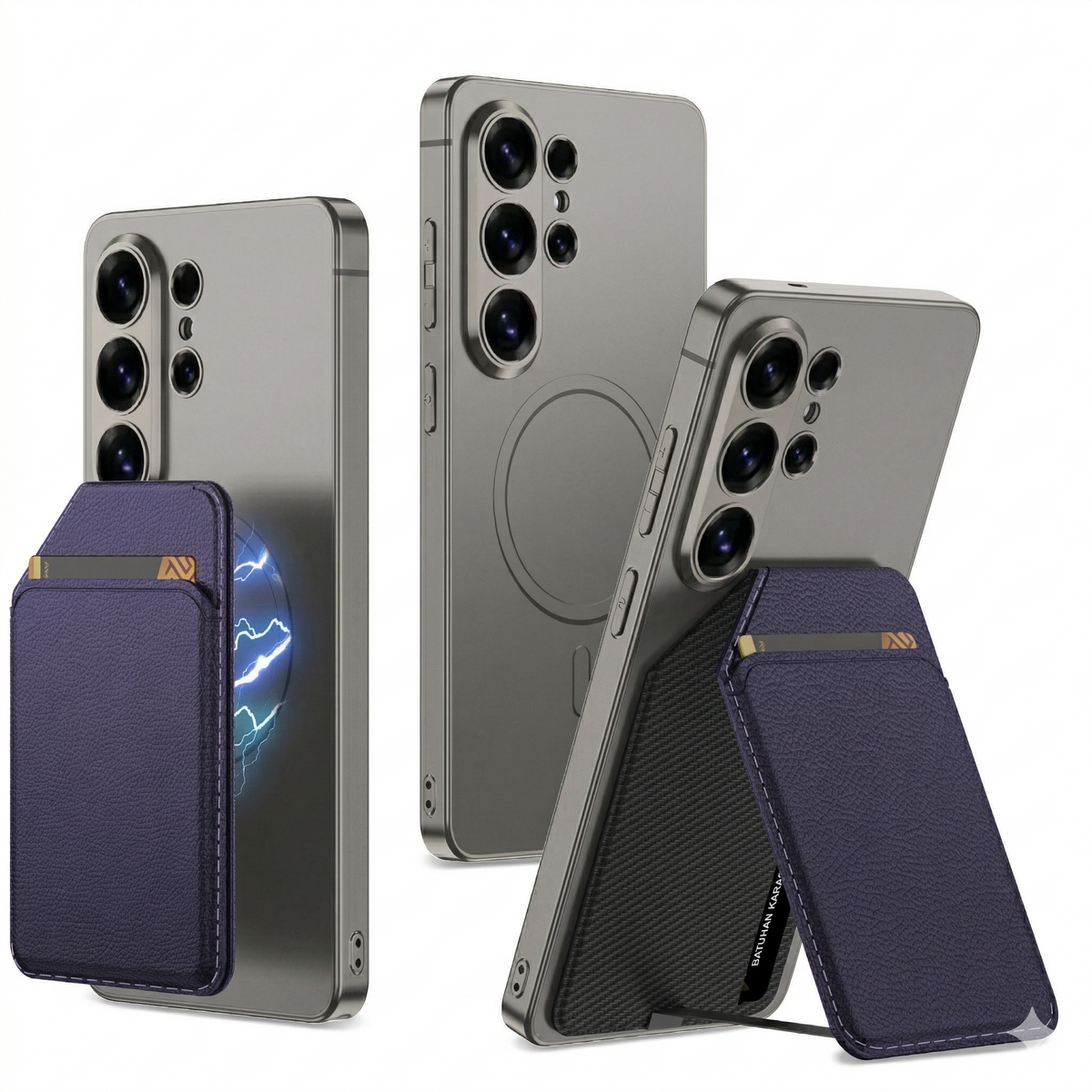 Casemania Magnetisch Pasjeshouder met Kickstand voor Samsung - Donker Paars