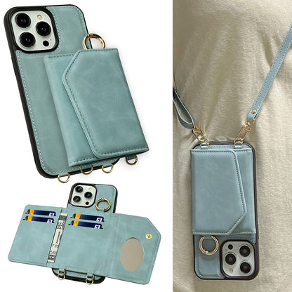 Apple iPhone 16 Pro Hoesje - Aqua Blue - Luxe Bookcase met Telefoonkoord