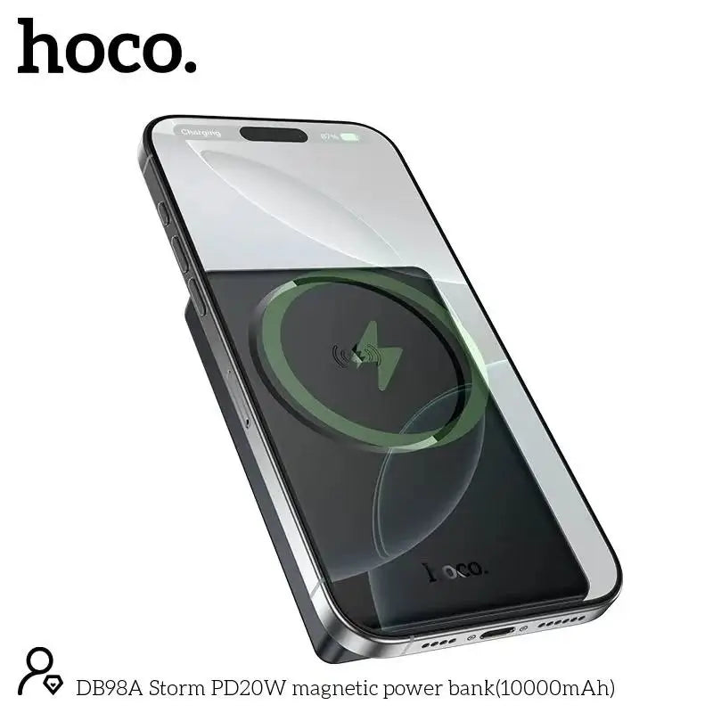 Hoco Powerbank 10.000mAh Magnetisch Draadloos Ultradun - Metallic Gray
