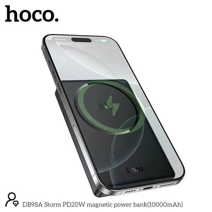 Hoco Powerbank 10.000mAh Magnetisch Draadloos Ultradun - Metallic Gray