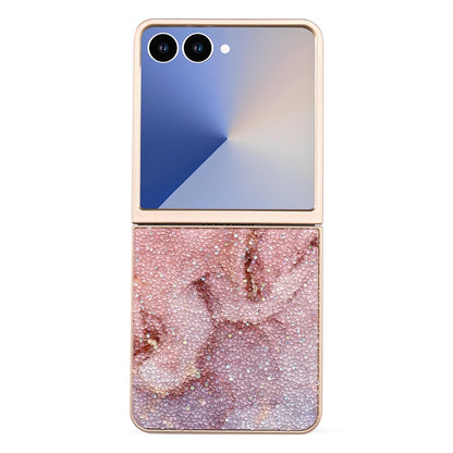 Samsung Galaxy Z Flip 7 Hoesje - Roze - Diamant Marmer Back Cover