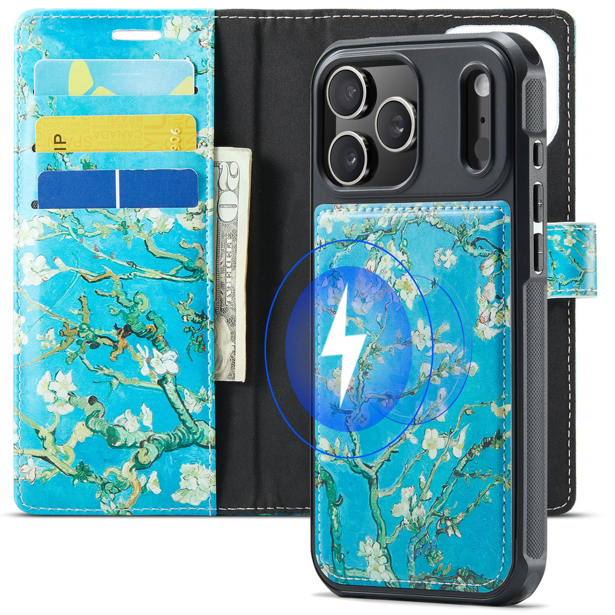 Apple iPhone 18 Pro Hülle - Mandelblüte - Kunst Print 2-in-1 MagSafe Klapphülle mit Kartenfach