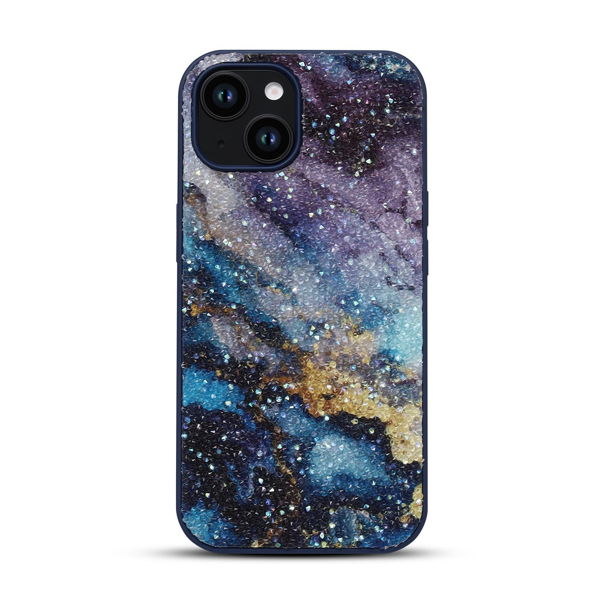 Apple iPhone 13 Case - Blue - Diamond Marble Glitter Back Cover