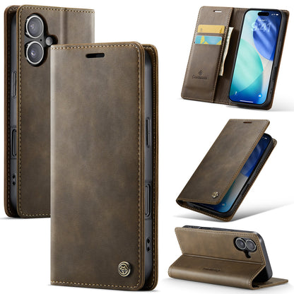 Apple iPhone 17 Case - Cedar Brown - Faux Leather Wallet Case