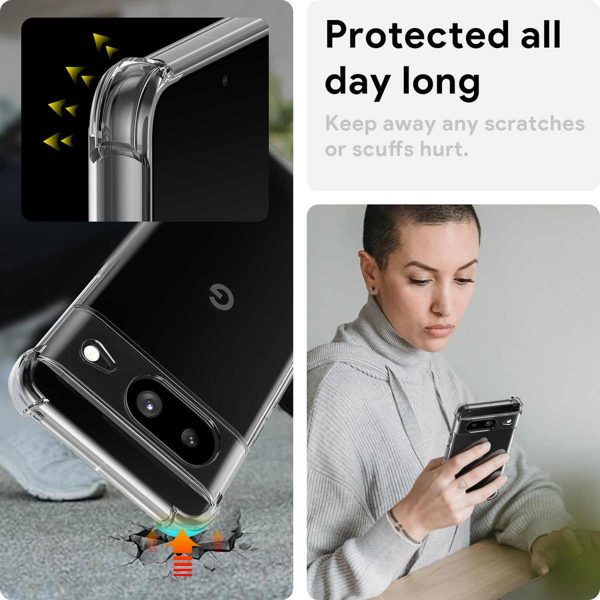Google Pixel 8 Hülle - Transparent - Stoßfestes Backcover