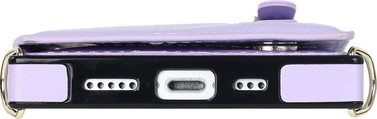 Apple iPhone 14 Hoesje - Paars - Luxe Back Cover met Telefoonkoord en Rits