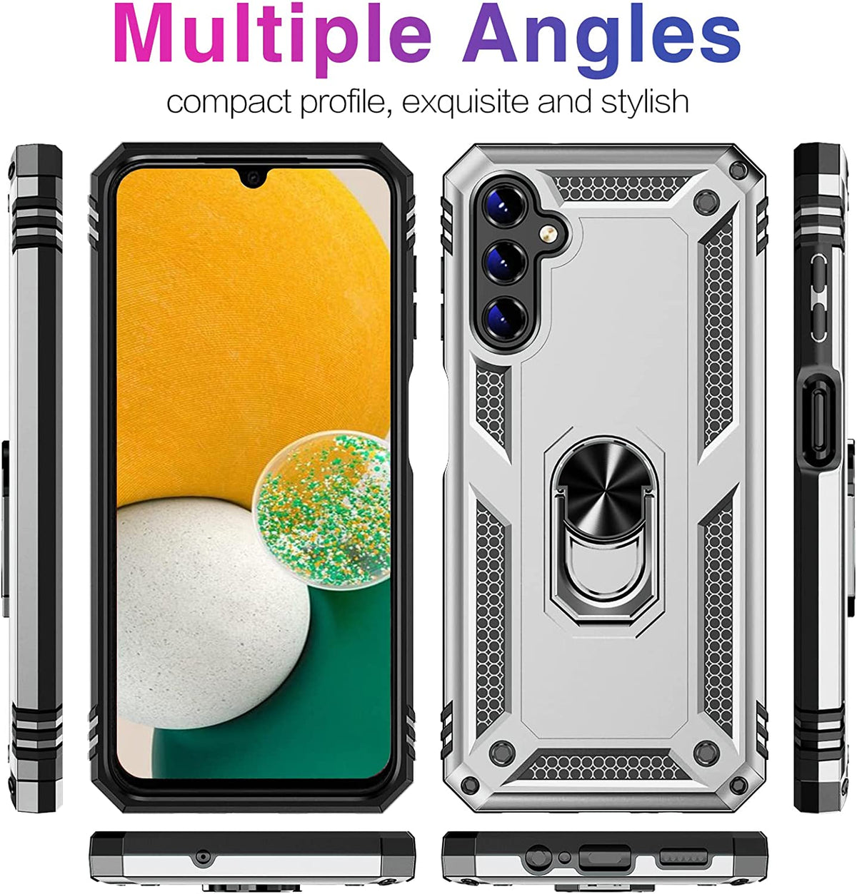 Samsung Galaxy A14 4G Hoesje - Grijs - Armor Kickstand Back Cover