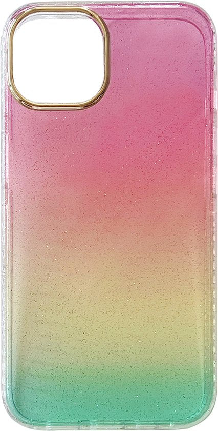Apple iPhone 11 Hoesje - Roze & Geel - Glitter Back Cover