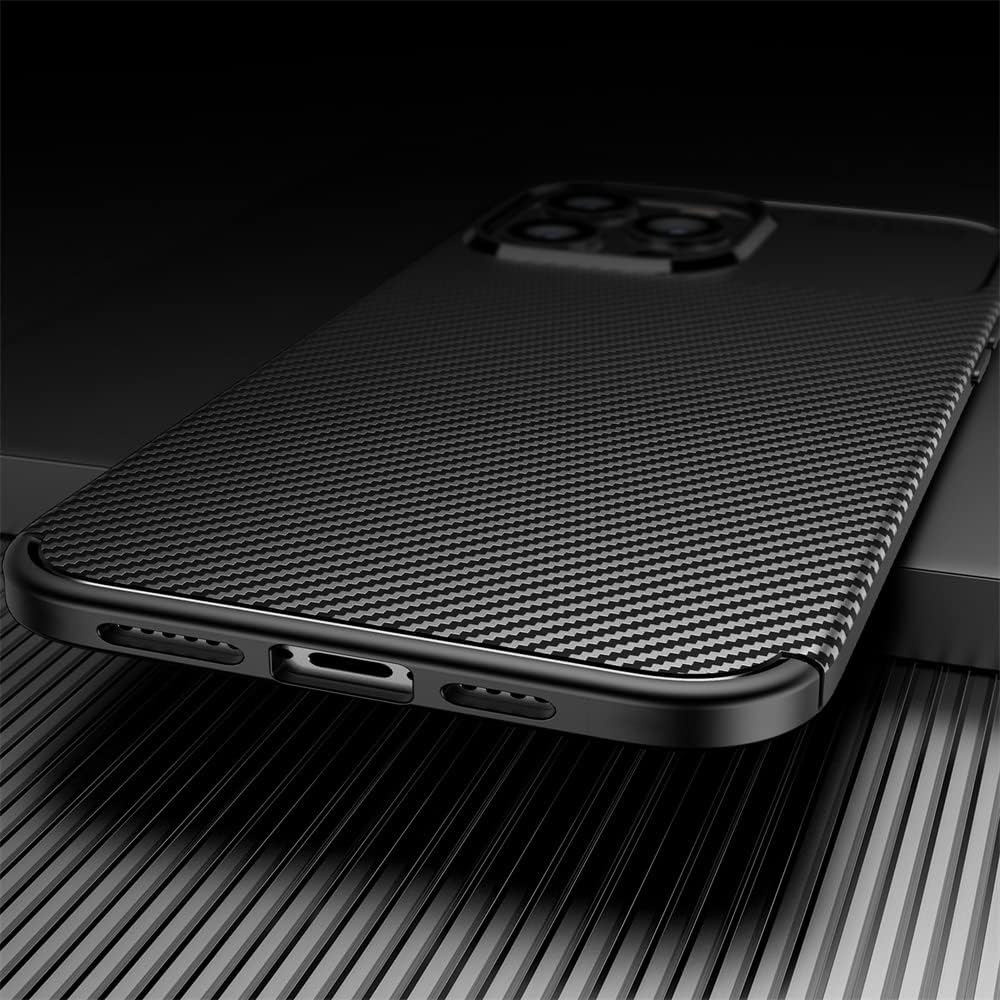 Apple iPhone 15 Pro Max Hoesje - Zwart - Carbon Siliconen Back Cover
