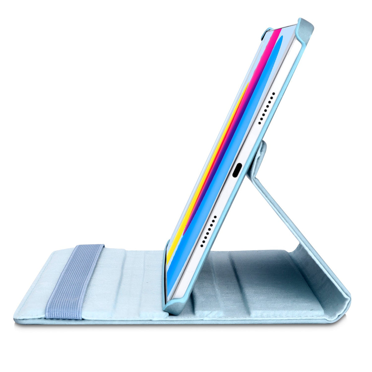 iPad A16 Tablet Case - Aqua Blue - Rotating Folio Case