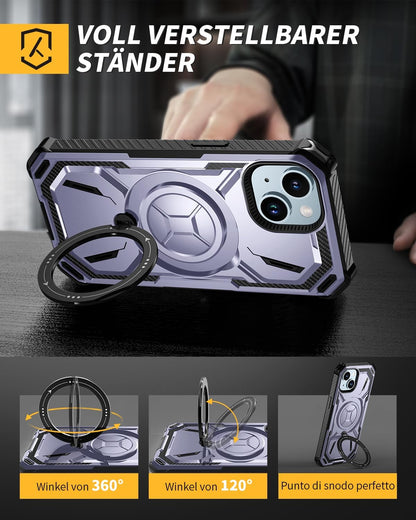 Apple iPhone 15 Plus Case - Purple - Armor Kickstand MagSafe Back Cover