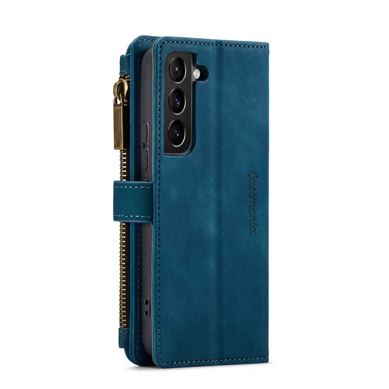 Samsung Galaxy S23 Plus Hülle - Navy Blue - Luxus-Klapphülle mit Kartenfach und Reißverschluss