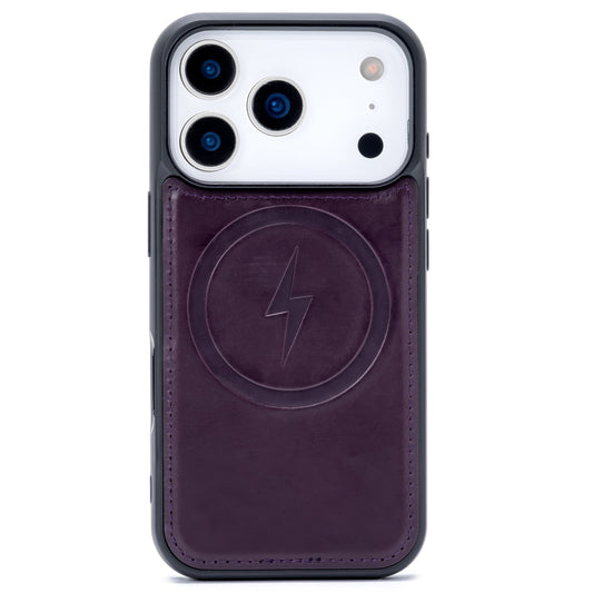 Apple iPhone 18 Pro Max Hülle - Dark Purple - Echtleder-MagSafe-Backcover