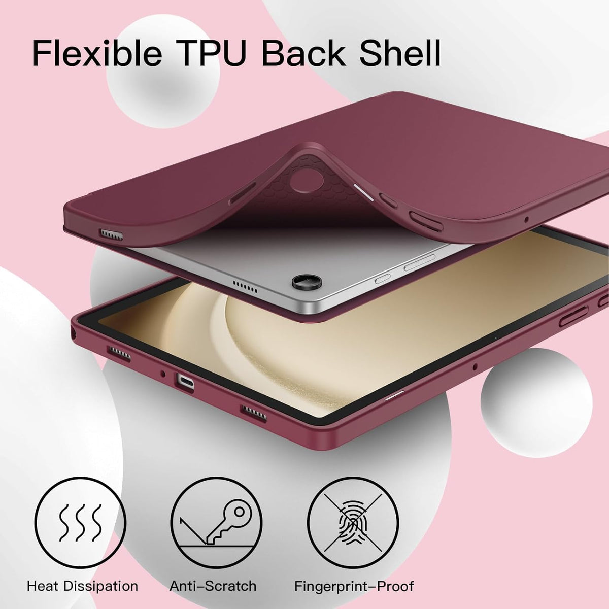 Samsung Galaxy Tab A11 Plus Tablethoes - Wijn Rood - Smart Cover