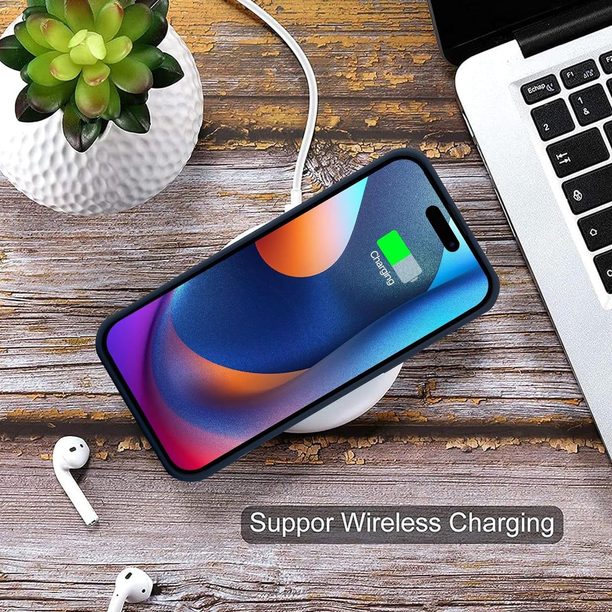 Apple iPhone 15 Pro Hoesje - Zwart - Siliconen Back Cover met Pasjeshouder
