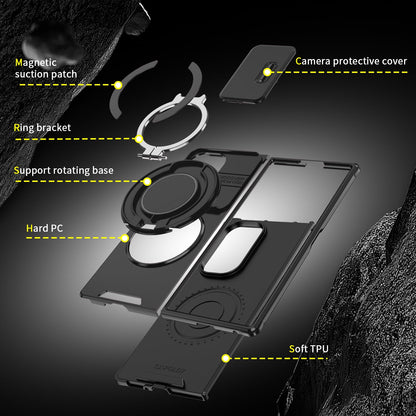 Samsung Galaxy Z Fold 7 Hoesje - Zwart - Siliconen Camera Ringstand Back Cover