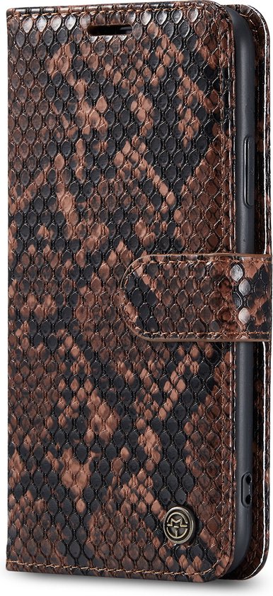 Apple iPhone X / XS Hülle - Braun - Schlangenprint Klapphülle