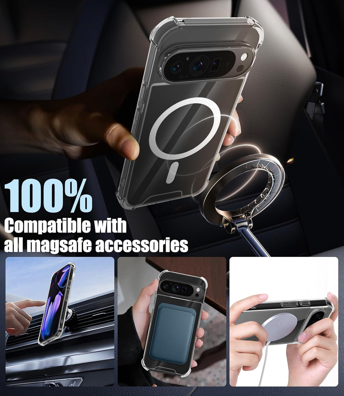 Google Pixel 9 Pro XL Hoesje - Transparant - Anti-Shock MagSafe Back Cover