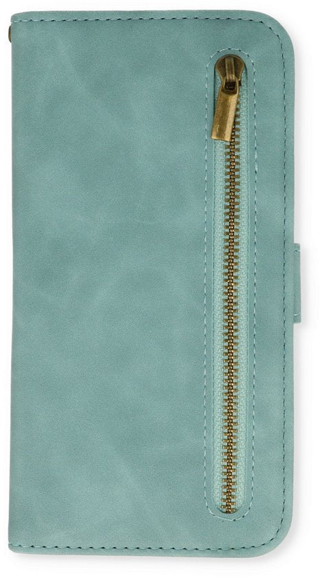 Samsung Galaxy S23 Ultra Hoesje - Aqua Blue - Luxe Bookcase met Rits