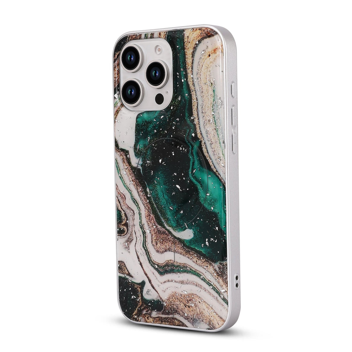 Apple iPhone 16 Pro Hoesje - Groen - Marmer MagSafe Back Cover