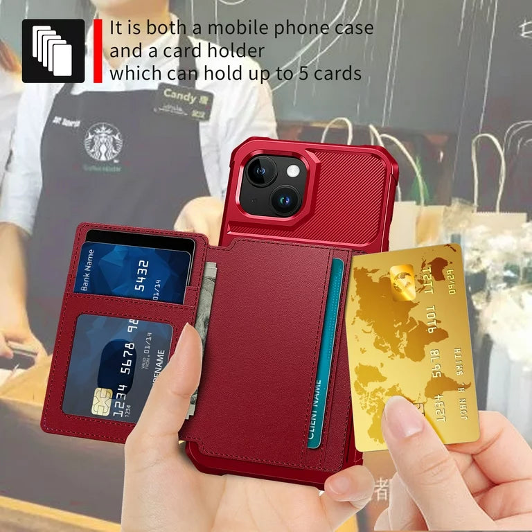 Apple iPhone 15 Case - Red - Back Cover with Card Holder