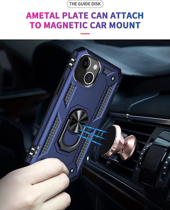 Apple iPhone 14 Hoesje - Blauw - Armor Kickstand Back Cover