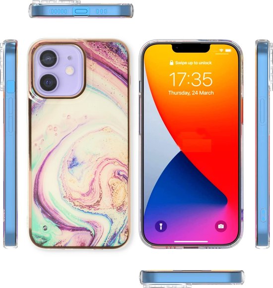 iPhone 12/12 Pro Hoesje - Twist - Siliconen Marmer Back Cover