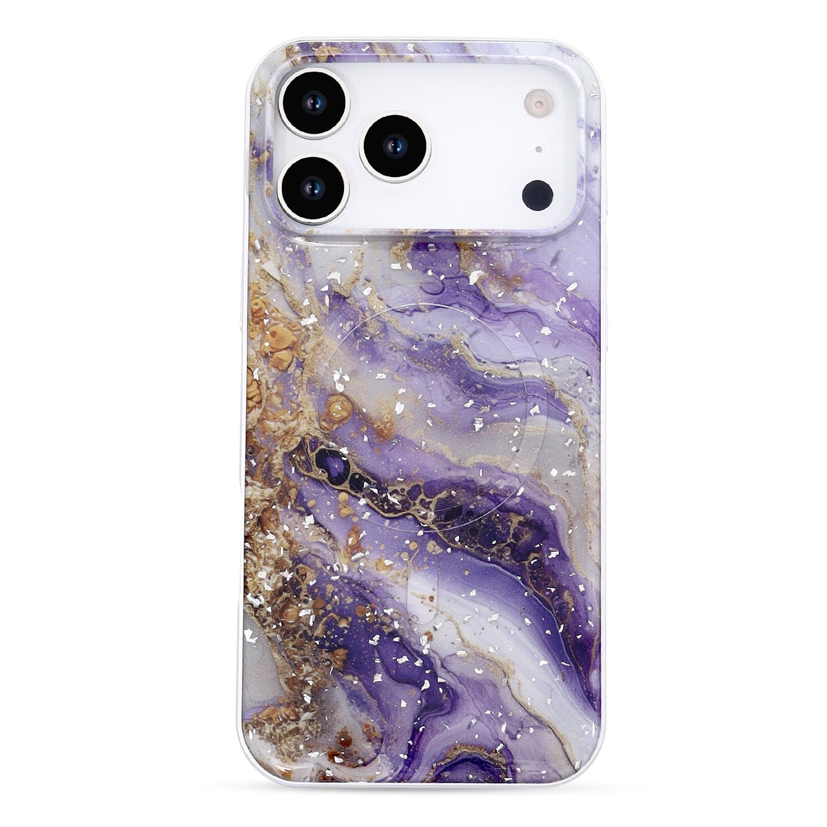 Apple iPhone 17 Pro Case - Purple - Marble Glitter MagSafe Back Cover