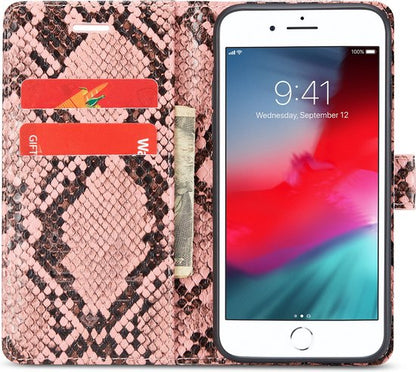 Étui pour Apple iPhone SE (2022) - Rose - Étui portefeuille effet serpent