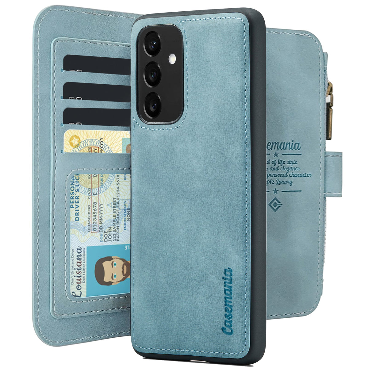 Samsung Galaxy A35 5G Hoesje - Aqua Blue - 2 in 1 Bookcase met Rits