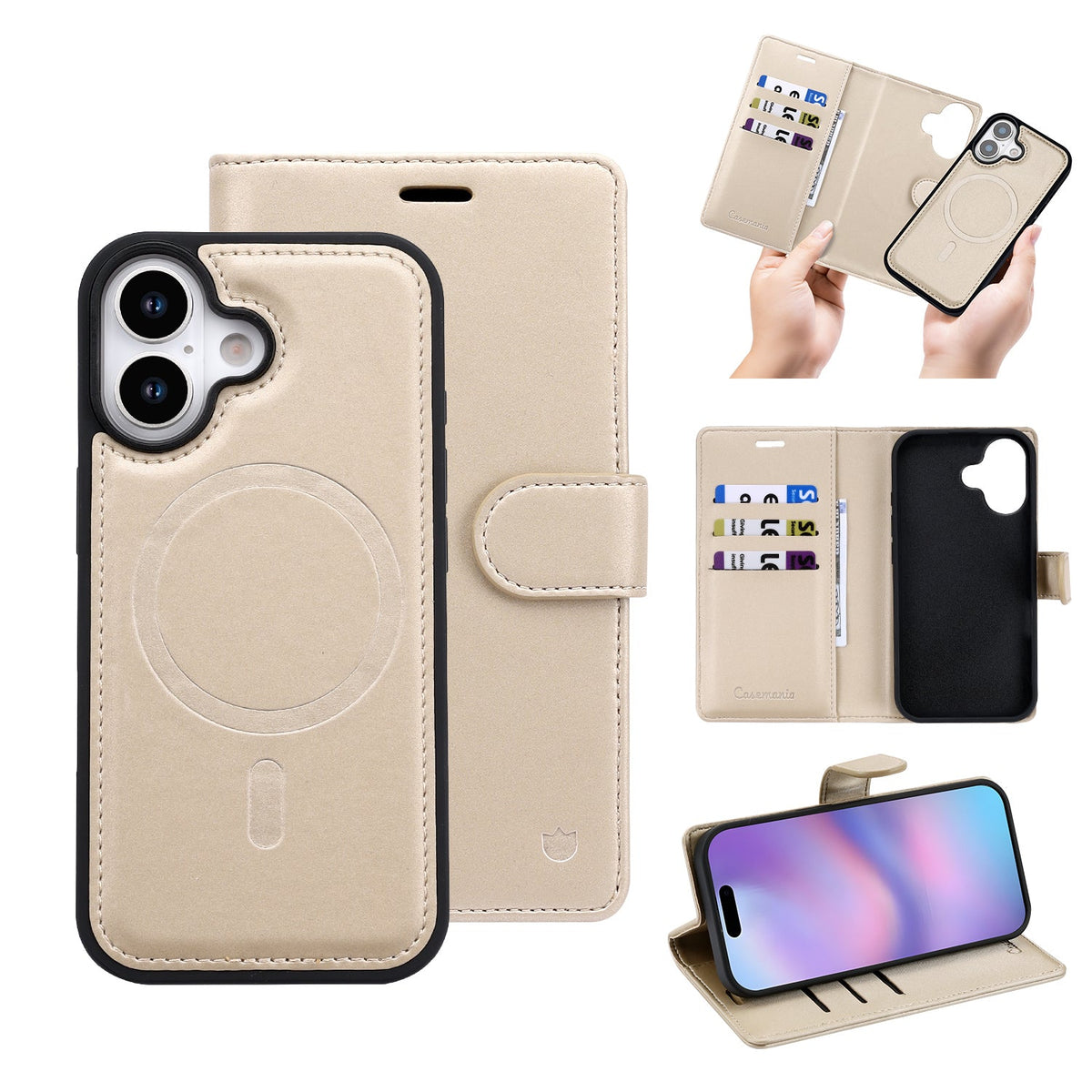Apple iPhone 17 Hoesje - Gold - 2 in 1 Velvet Bookcase