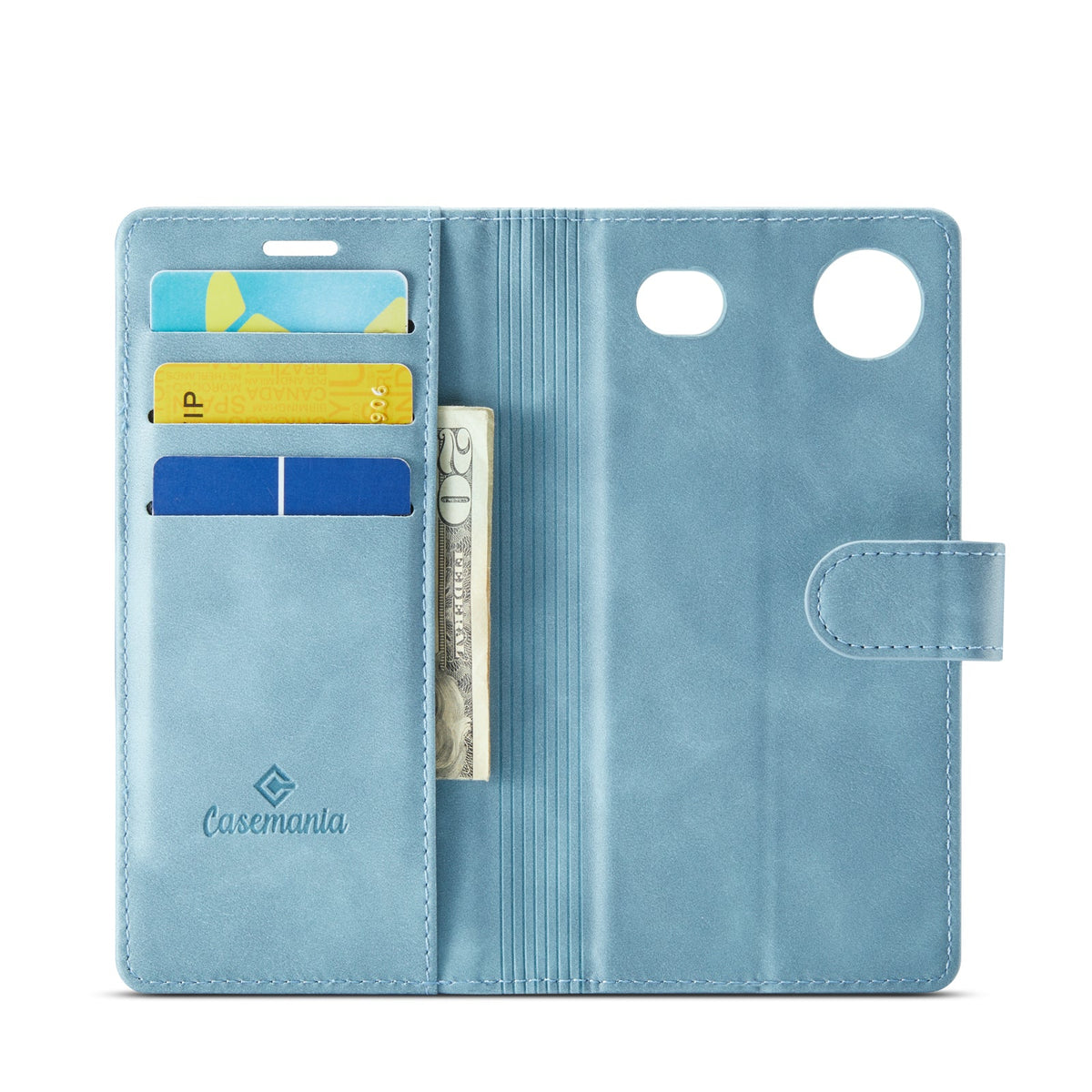 Apple iPhone Air Hülle - Aqua Blue - Luxus-2-in-1-MagSafe-Klapphülle mit Kartenfach