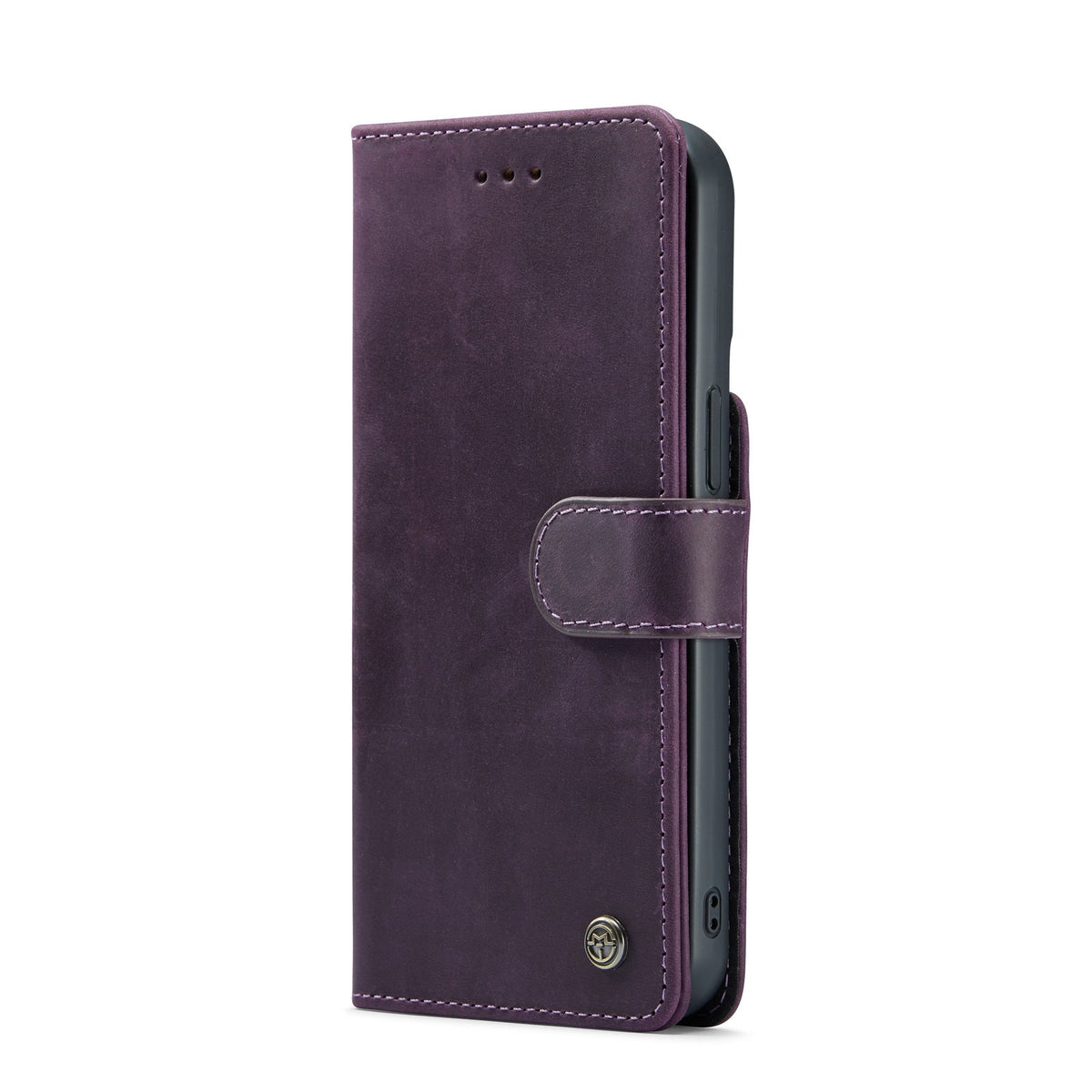 Apple iPhone 15 Pro Max Hoesje - Dark Purple - Echt Leren 2 in 1 MagSafe Bookcase