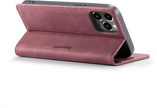 Apple iPhone 12 Pro Max Hoesje - Bordeaux Red - Dunne Bookcase